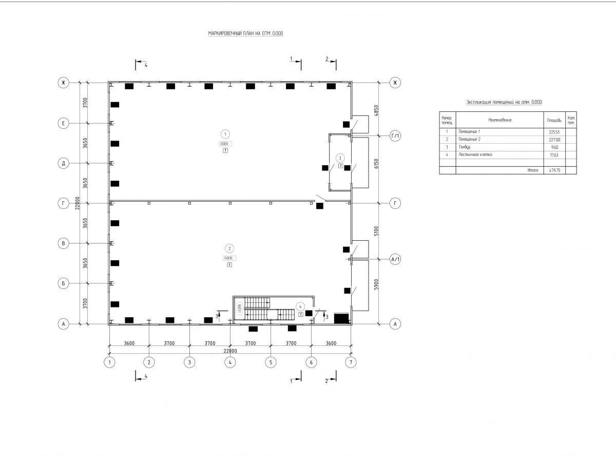 Планировка Здание склада с АБК из сэндвич-панелей -  фото 1