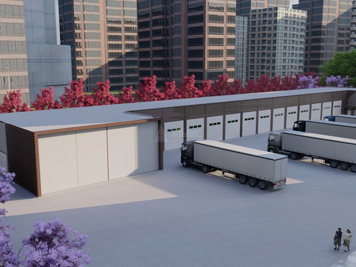 3D визуализация Склад-ангар с АБК из сэндвич-панелей - фото 2